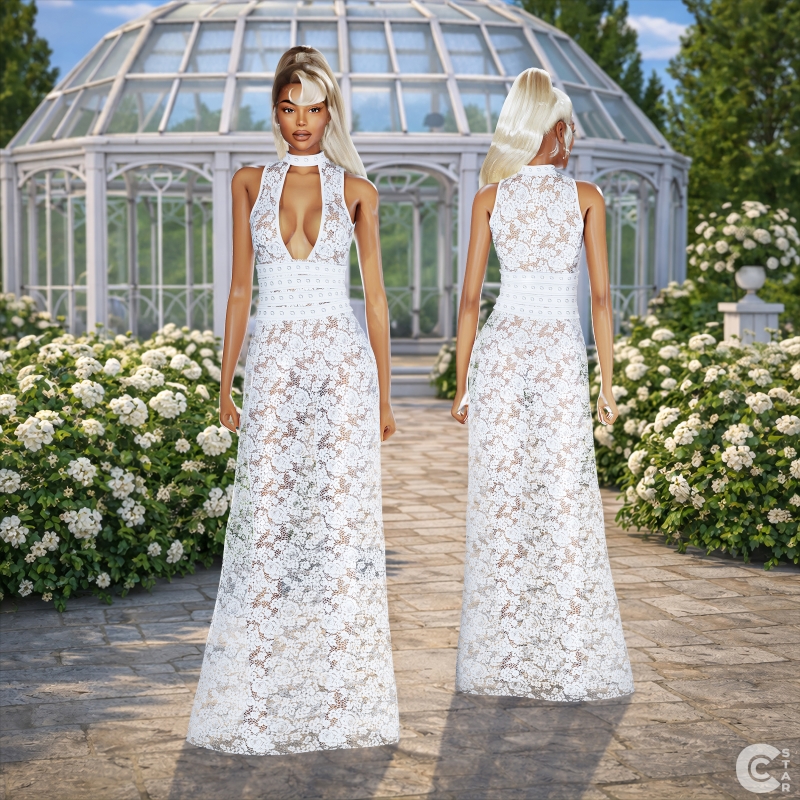 Alpha Lace Sheer Choker Neck Plunge by cool_content_star - The Sims 4 Custom Content