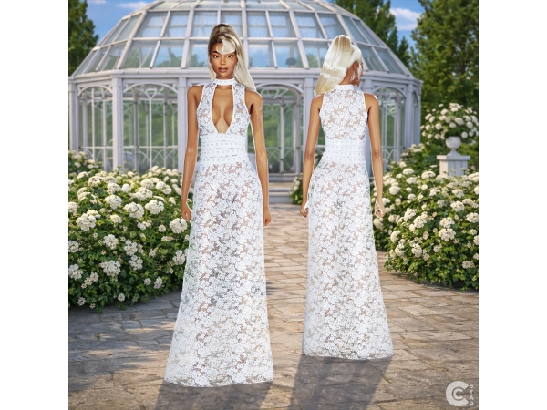 Alpha Lace Sheer Choker Neck Plunge - The Sims 4 Custom Content