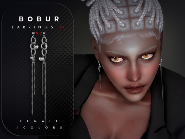 Alpha Chain Drop Earrings V2 - The Sims 4 Custom Content