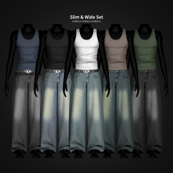 Alpha Slim Wide Set by simsfinds - The Sims 4 Custom Content