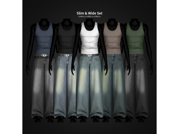 Sims 4 Alpha Male Denim Pants CC: Slim & Wide Set by gorillax3