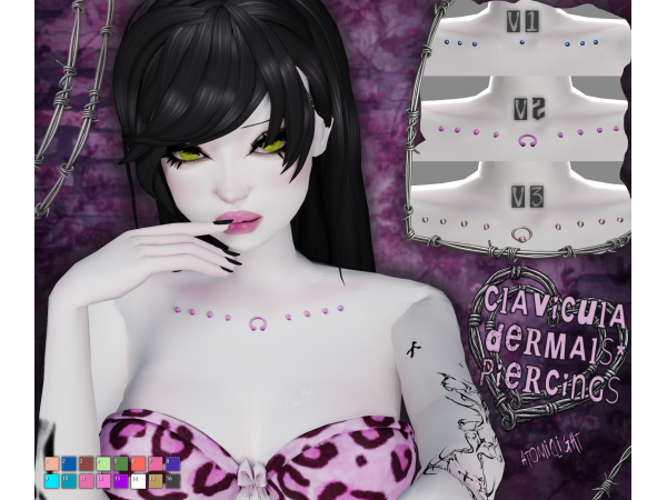 Sims 4 Maxis Match  CC: Clavicula dermals/piercings by atomiclight