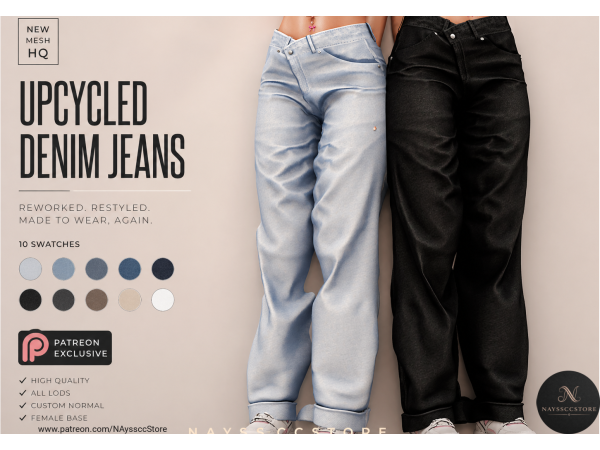 Alpha Upcycled Denim Jeans by NAyssccStore - The Sims 4 Custom Content