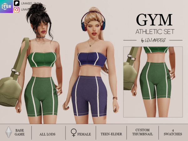 Alpha ANNA ATHLETIC SET SHORT LEGGINGS by linavees - The Sims 4 Custom Content