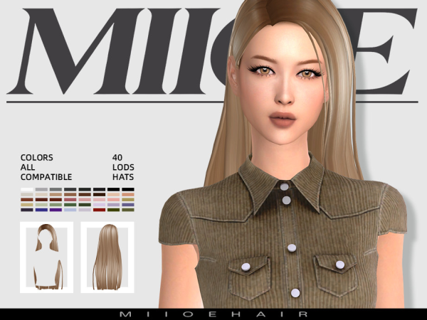 Maxis Match MIIOE Long hair by MIIOE - The Sims 4 Custom Content