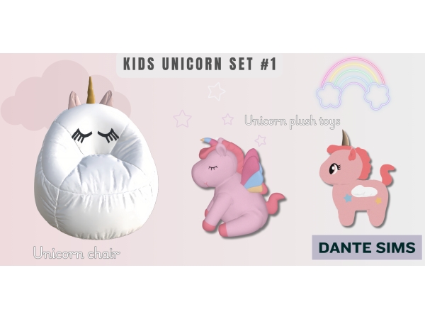 Sims 4 Alpha Toddler CC CC: Kids unicorn set