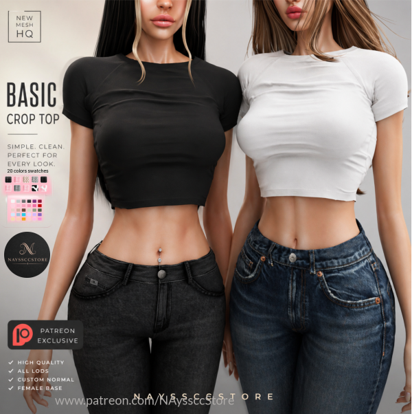 Alpha BASIC CROP TOP by simsfinds - The Sims 4 Custom Content