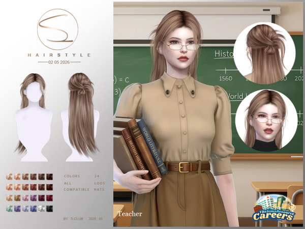 Alpha S CLUB LONG HAIRSTYLE Careers Collection Club by S - The Sims 4 Custom Content