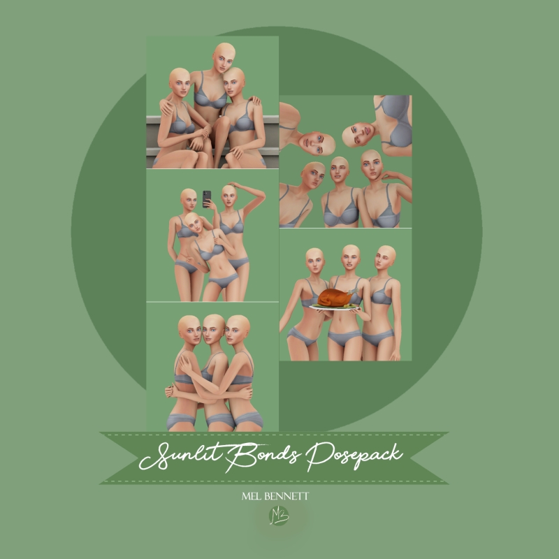 Mix Sunlit Bonds Posepack by melbennett - The Sims 4 Custom Content
