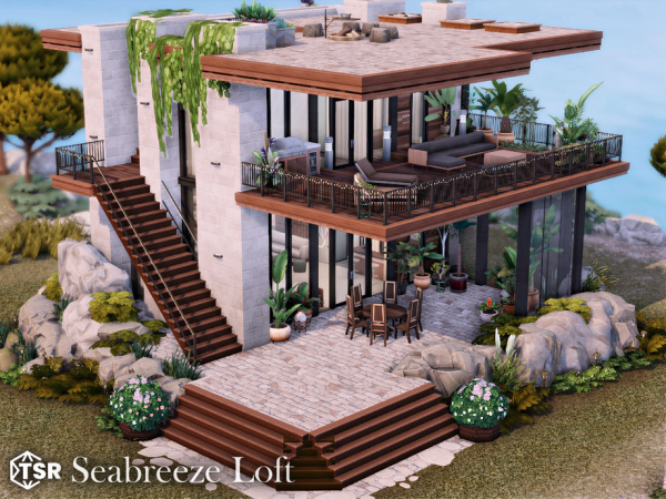 Sims 4 Maxis Match Exotic Houses CC: Seabreeze Loft l noCC