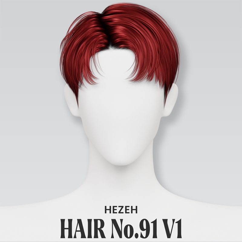 Alpha [Hezeh]Hair No91 V1 by hezeh - The Sims 4 Custom Content