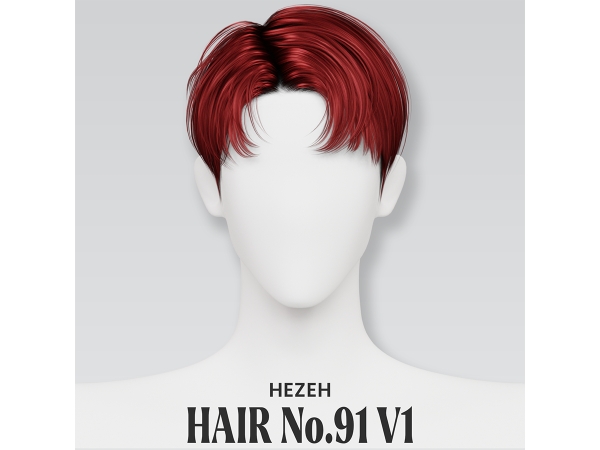Alpha [Hezeh]Hair No91 V1 - The Sims 4 Custom Content