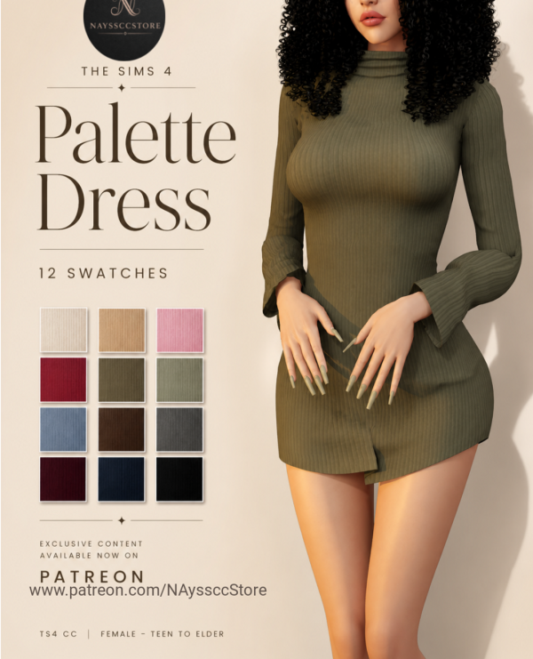 Alpha Palette Dress by simsfinds - The Sims 4 Custom Content