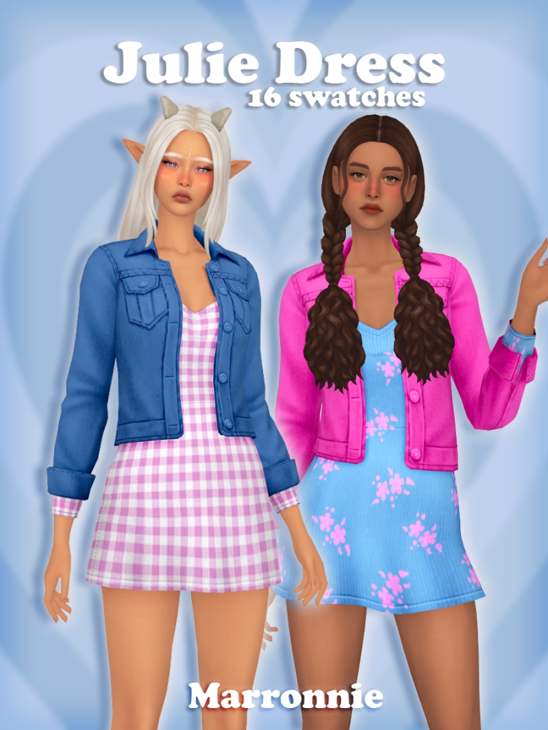 Maxis Match Caroline Dress Jacket Summer Dress by marronnie - The Sims 4 Custom Content