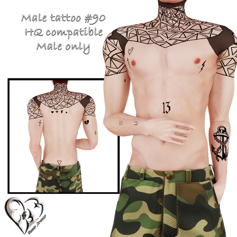 Alpha Male tattoo 90 by simmer_creator - The Sims 4 Custom Content