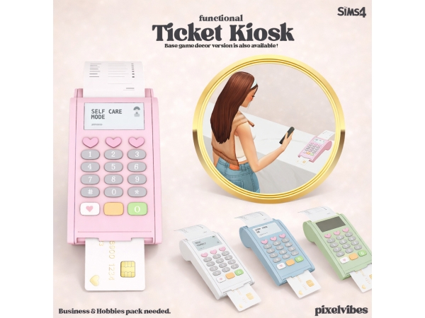 Mix Functional Ticket Kiosk - The Sims 4 Custom Content