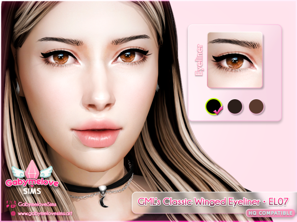 Sims 4 Maxis Match Delineadores CC: GML’s Classic Winged Eyeliner • EL07