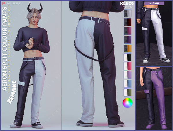 Alpha PEACH Aeron Split Colour Pants by simsfinds - The Sims 4 Custom Content