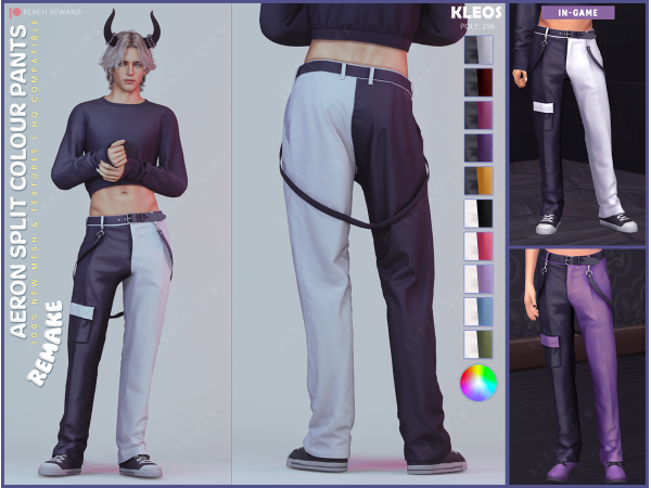 Alpha PEACH Aeron Split Colour Pants by kleossims - The Sims 4 Custom Content