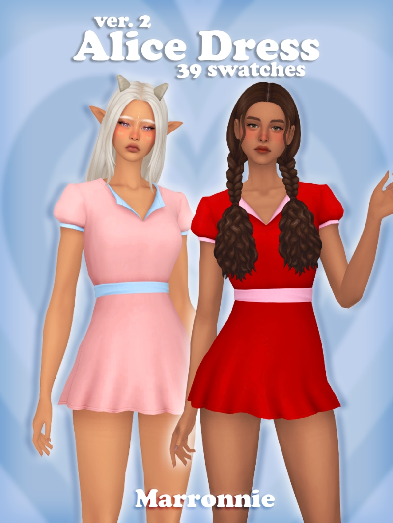 Maxis Match Alice Dress (version 2) by marronnie - The Sims 4 Custom Content