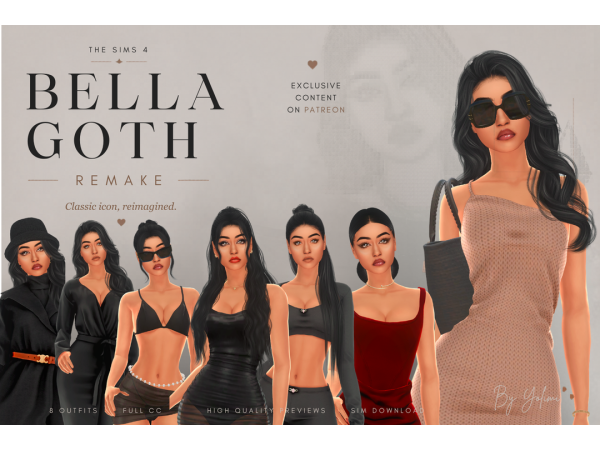 Alpha Bella Goth Remake by Yolimi - The Sims 4 Custom Content