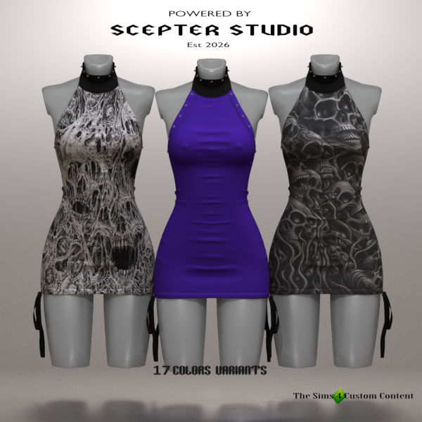 Alpha Isenara Goth Dress by scepterstudio - The Sims 4 Custom Content