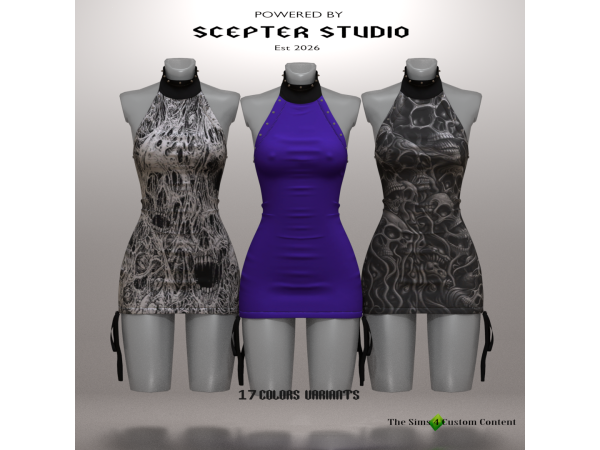 Alpha Isenara Goth Dress by Scepter - The Sims 4 Custom Content
