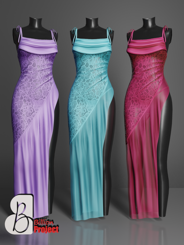 Alpha BillionProject Romansa Long Dress by billion_project666 - The Sims 4 Custom Content