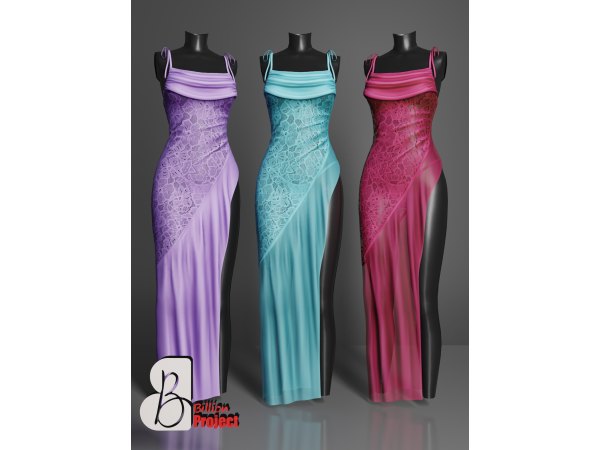 Alpha BillionProject Romansa Long Dress - The Sims 4 Custom Content