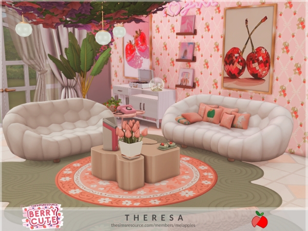 Mix Berry Cute Theresa living room - The Sims 4 Custom Content