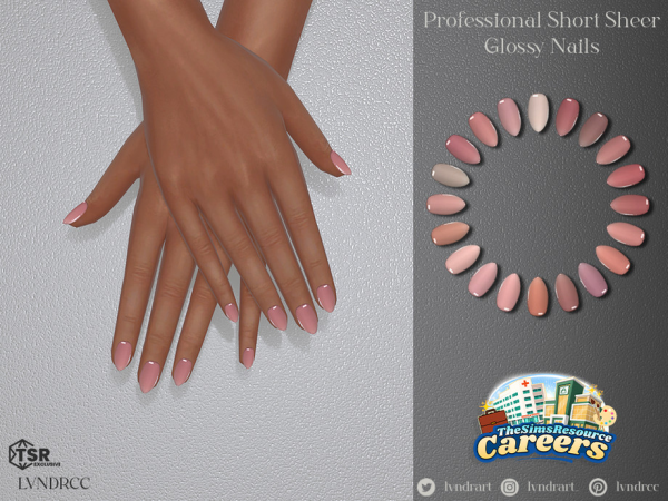 Alpha Professional Short Sheer Glossy Nails - The Sims 4 Custom Content
