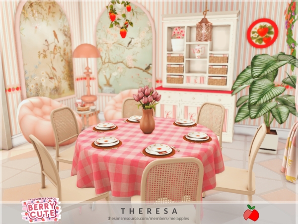 Sims 4 Maxis Mix Dining Rooms CC: Berry Cute - Theresa dining