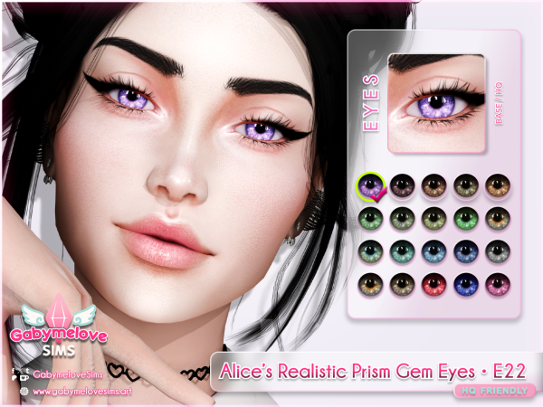 Sims 4 Maxis Mix Eyes CC: Alice’s Realistic Prism Gem Eyes • E22, contact lenses