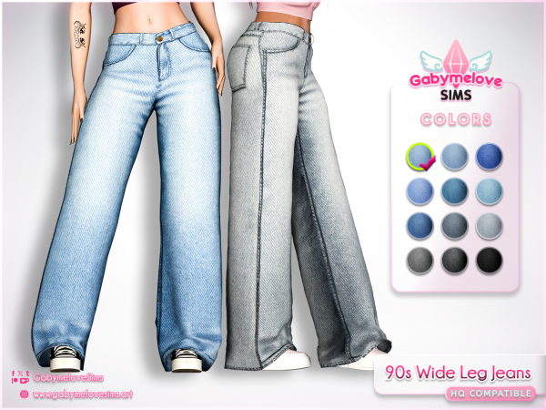 Mix Retro 90s Wide Leg Jeans - The Sims 4 Custom Content