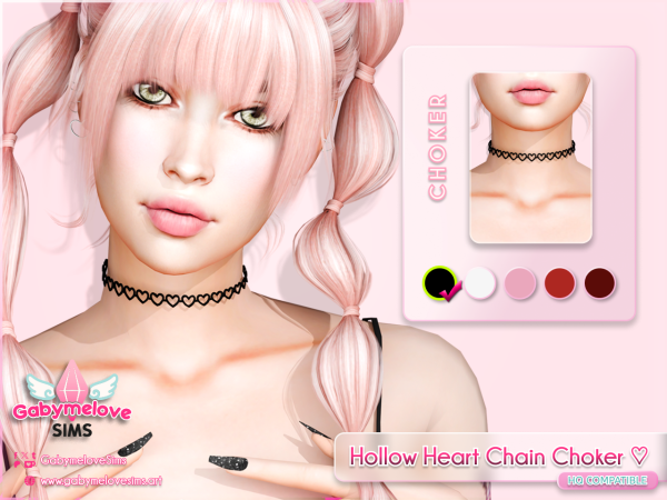 Sims 4 Maxis Match Celebrations CC: Hollow Heart Chain Choker ♡