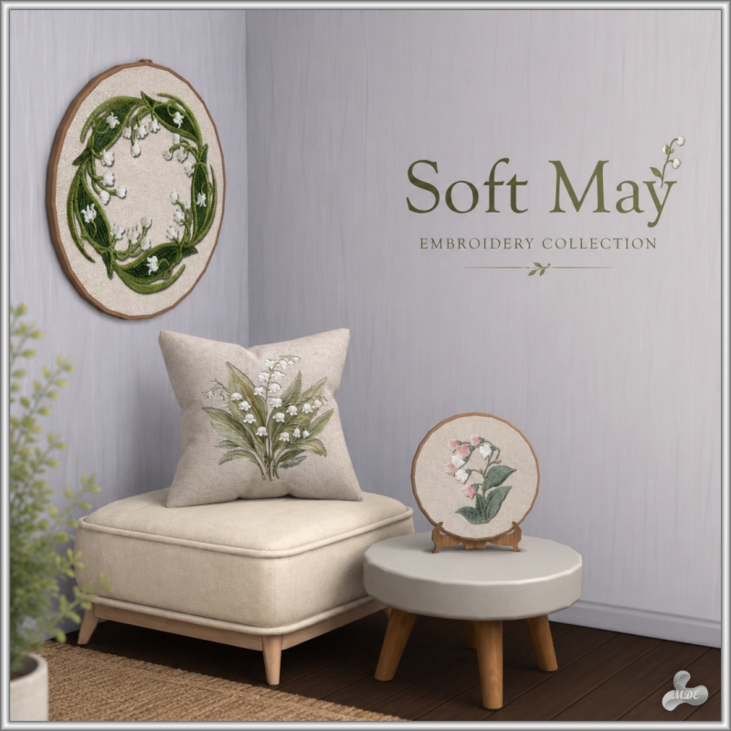 Maxis Match Soft May Embroidery Collection by mde - The Sims 4 Custom Content
