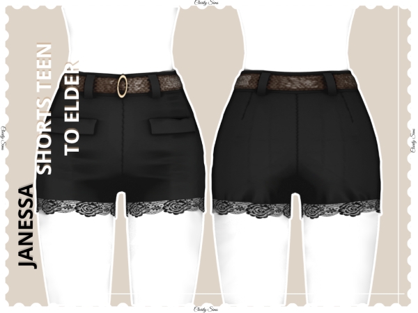 Alpha Janessa Shorts with Lace Teen to Elder - The Sims 4 Custom Content