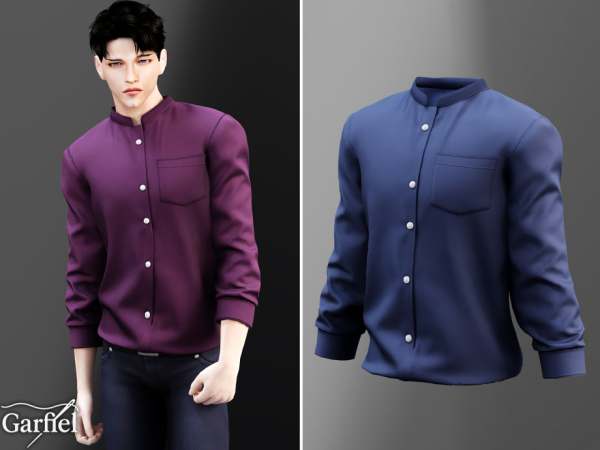 Alpha Adult Minimal button shirt with clean modern smart casual look by Garfiel - The Sims 4 Custom Content