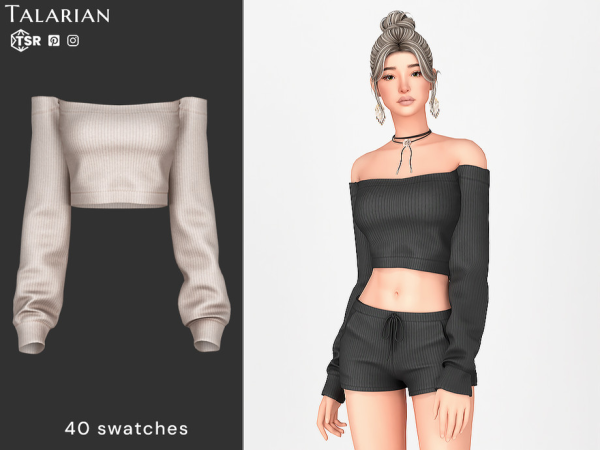 Makenzie Off Shoulder Ribbed Crop Top by talarian