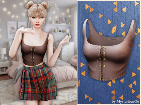 Leather lace-up corset crop top by MysteriousOo
