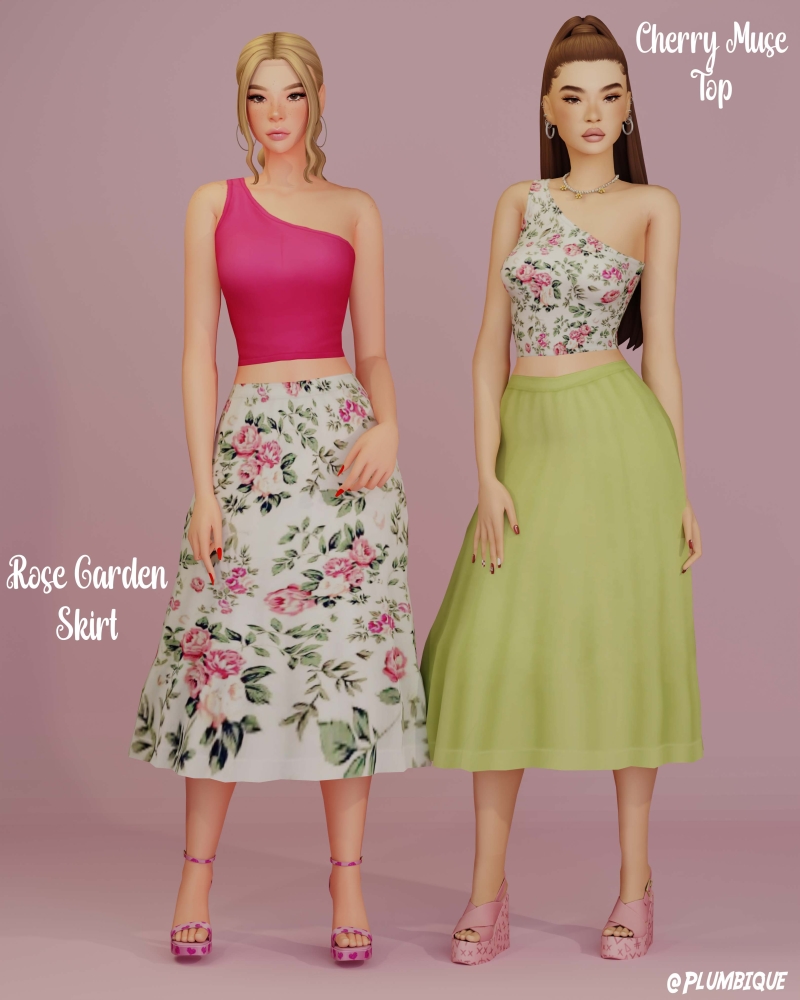 Maxis Match Rose garden skirt Cherry muse top - The Sims 4 Custom Content