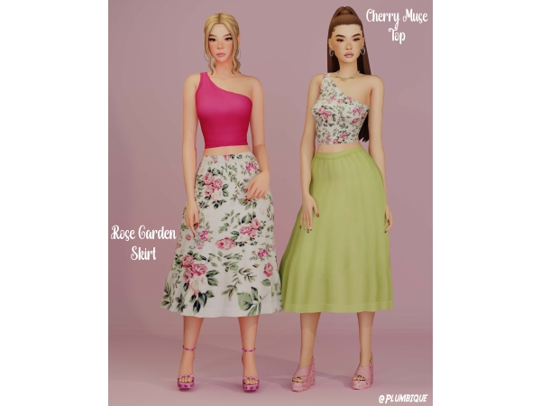 Maxis Match Rose garden skirt Cherry muse top - The Sims 4 Custom Content
