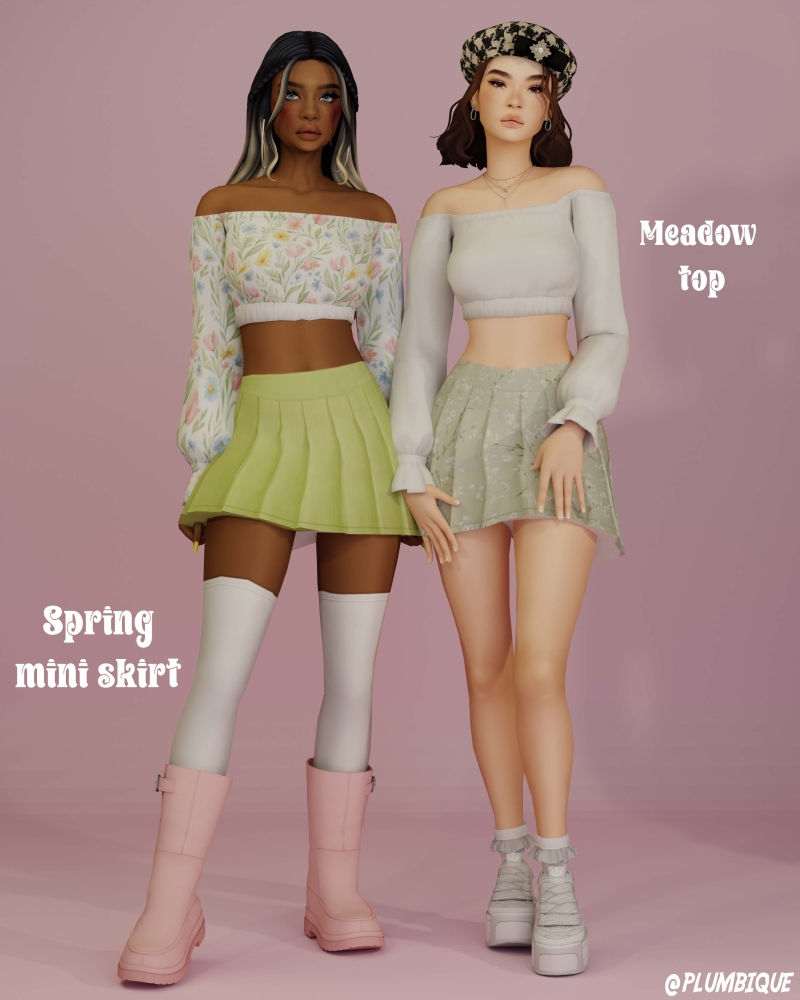 Maxis Match Spring mini skirt Meadow top - The Sims 4 Custom Content