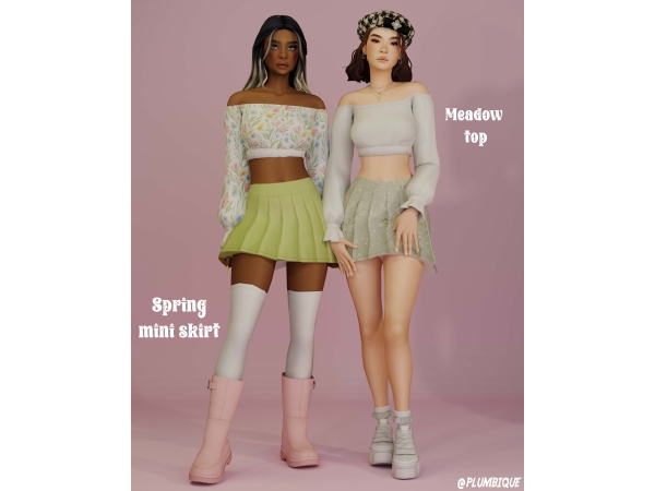 Maxis Match Spring mini skirt Meadow top - The Sims 4 Custom Content