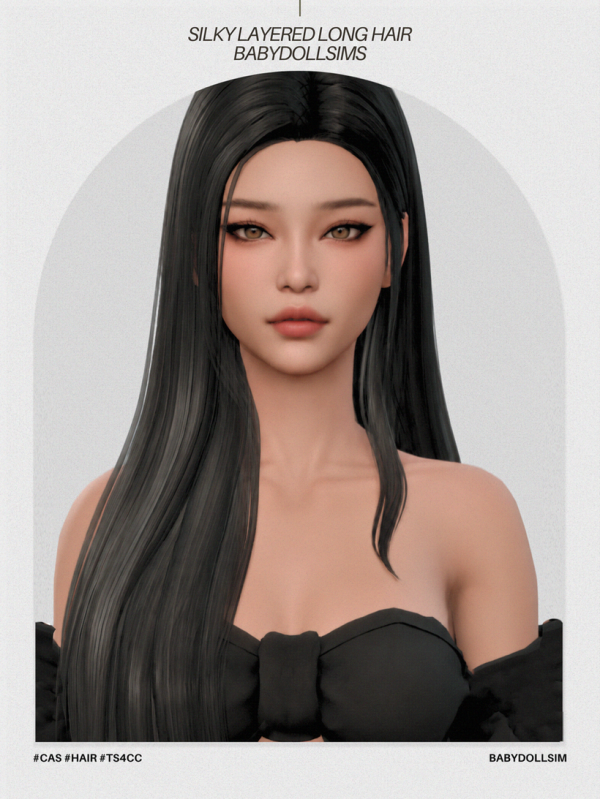 Maxis Match SILKY LAYERED LONG HAIR by simsfinds - The Sims 4 Custom Content