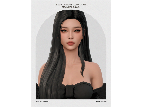 Maxis Match SILKY LAYERED LONG HAIR by XXXBABYDOLL - The Sims 4 Custom Content