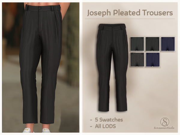 Sims 4 Maxis Mix Male Wedding Clothes CC: Joseph Pleated Trousers by Simsessentials