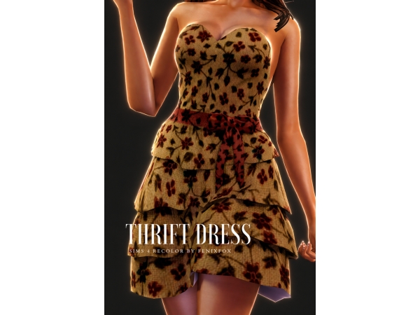 Mix Thrift Dress by fenixfoxsims - The Sims 4 Custom Content