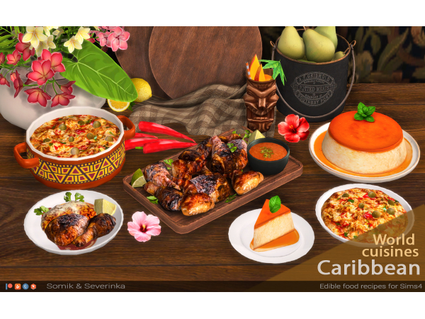 Jerk chicken, Arroz con Gandules and Flan - set "Caribbean" by Somik_Severinka