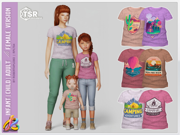 Alpha Female SET Trail Blazer Tee for Infant Child and Adult by RobertaPLobo - The Sims 4 Custom Content